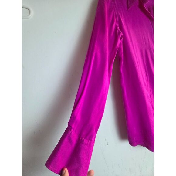 Suistudio Fuschia Pink 100% Silk Long Sleeve Button Down Blouse size EU36/US 6 - Picture 4 of 10